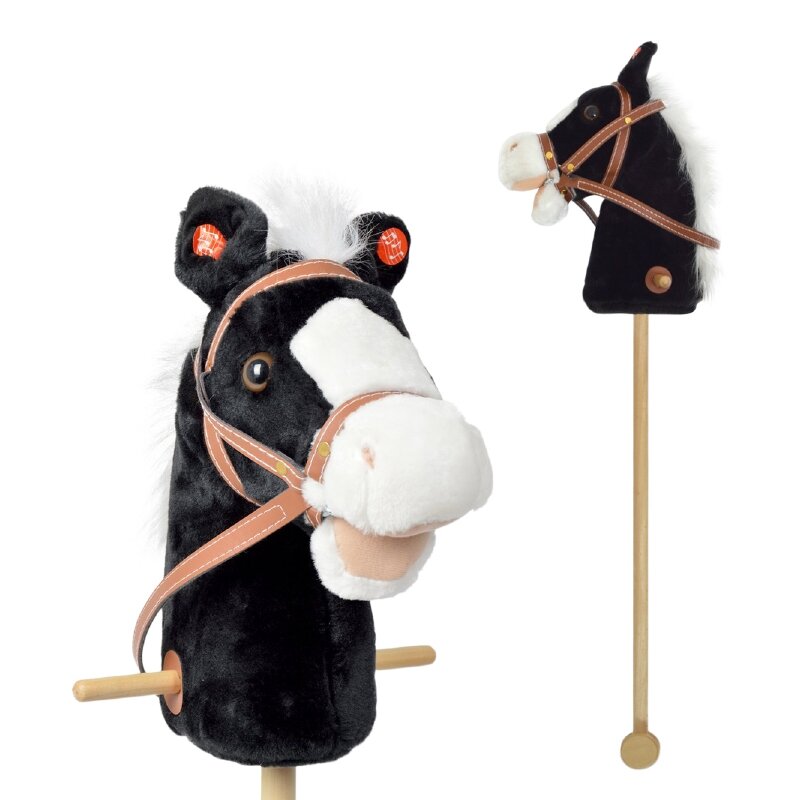Playwood Houten Stokpaard met Geluid - met witte Manen | Speel je Wijs