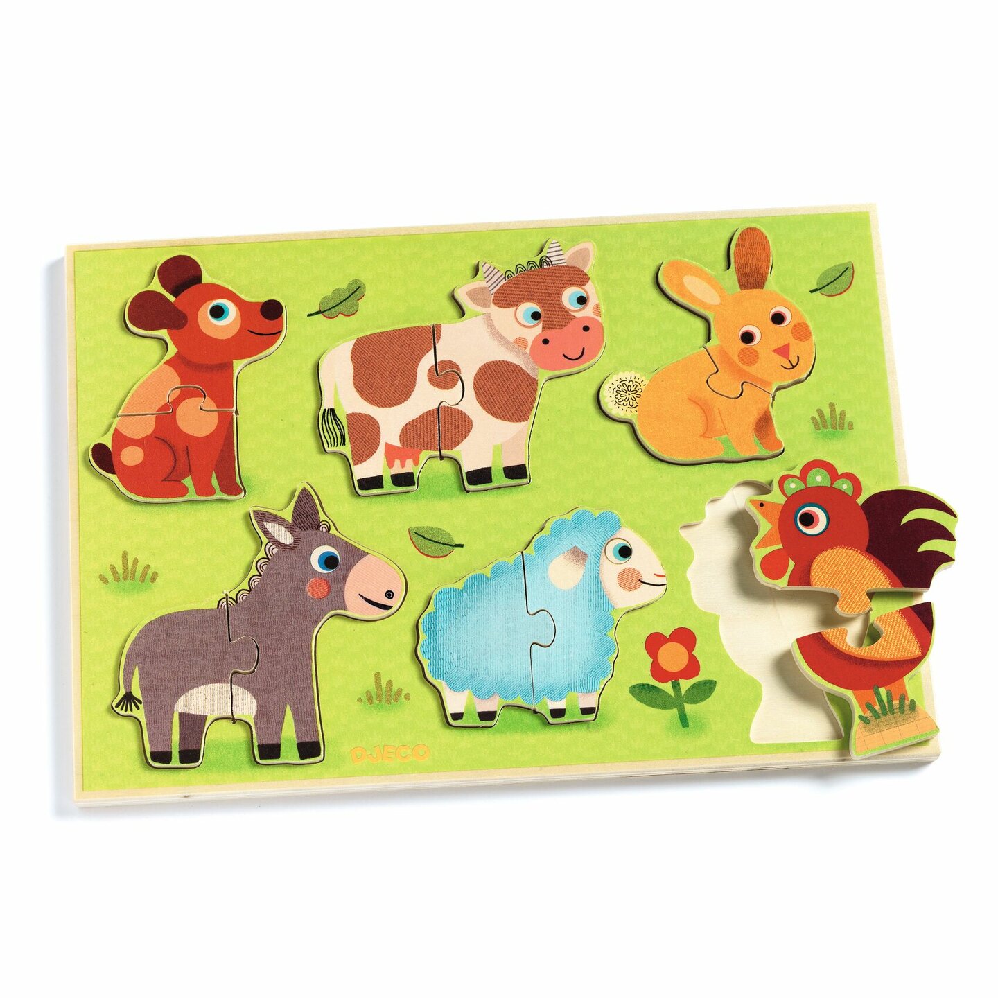 Djeco-Houten Puzzel Boerderijdieren - Coucou Cow | Speel je Wijs