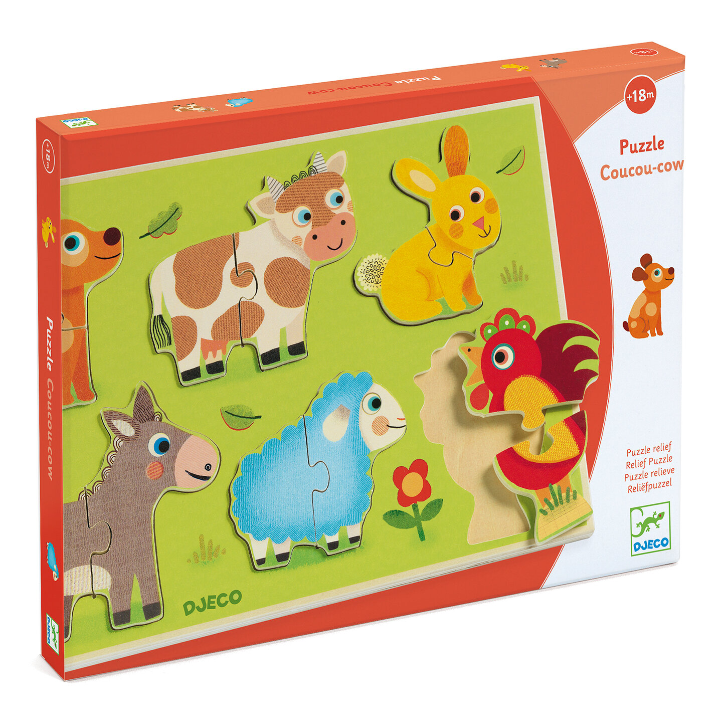 Djeco-Houten Puzzel Boerderijdieren - Coucou Cow | Speel je Wijs