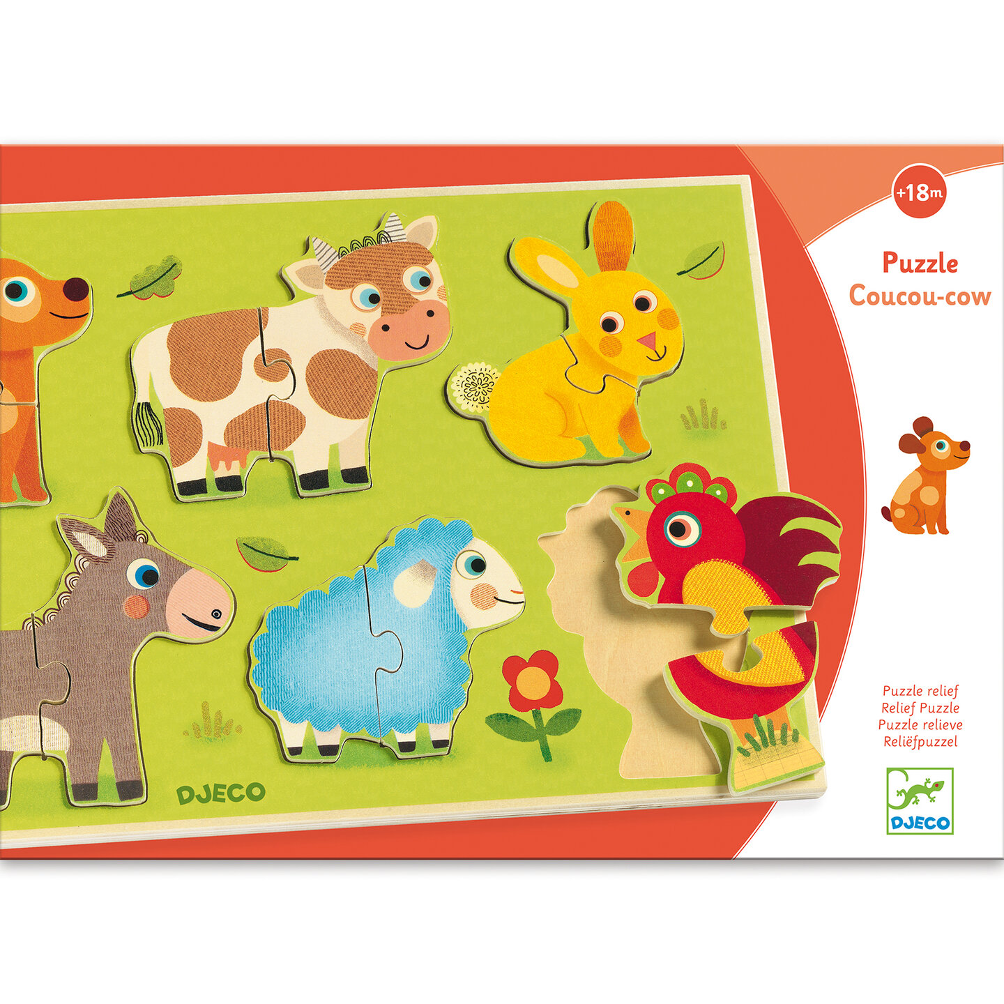 Djeco-Houten Puzzel Boerderijdieren - Coucou Cow | Speel je Wijs