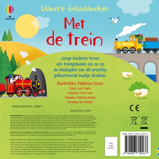 Usborne Geluidenboek - Met de Trein 2+ | Speel je Wijs