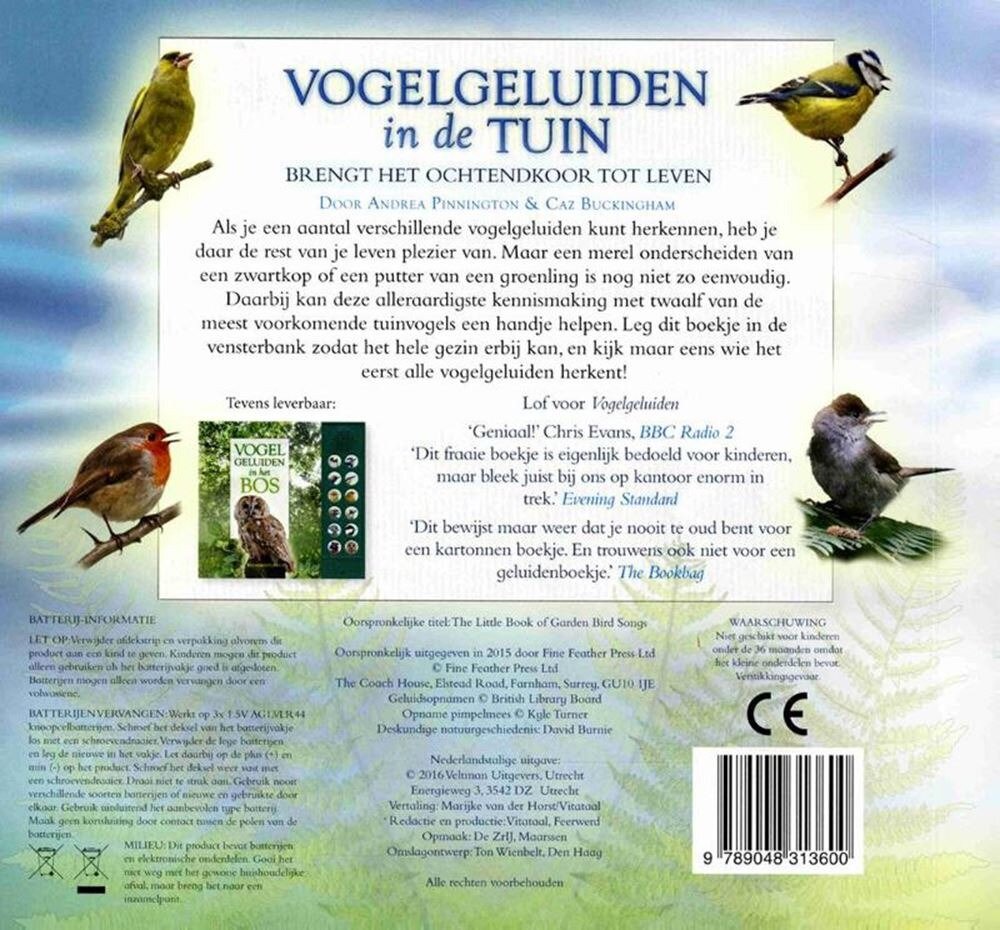 Veltman Geluidenboek - Vogelgeluiden in de tuin 6+ | Speel je Wijs