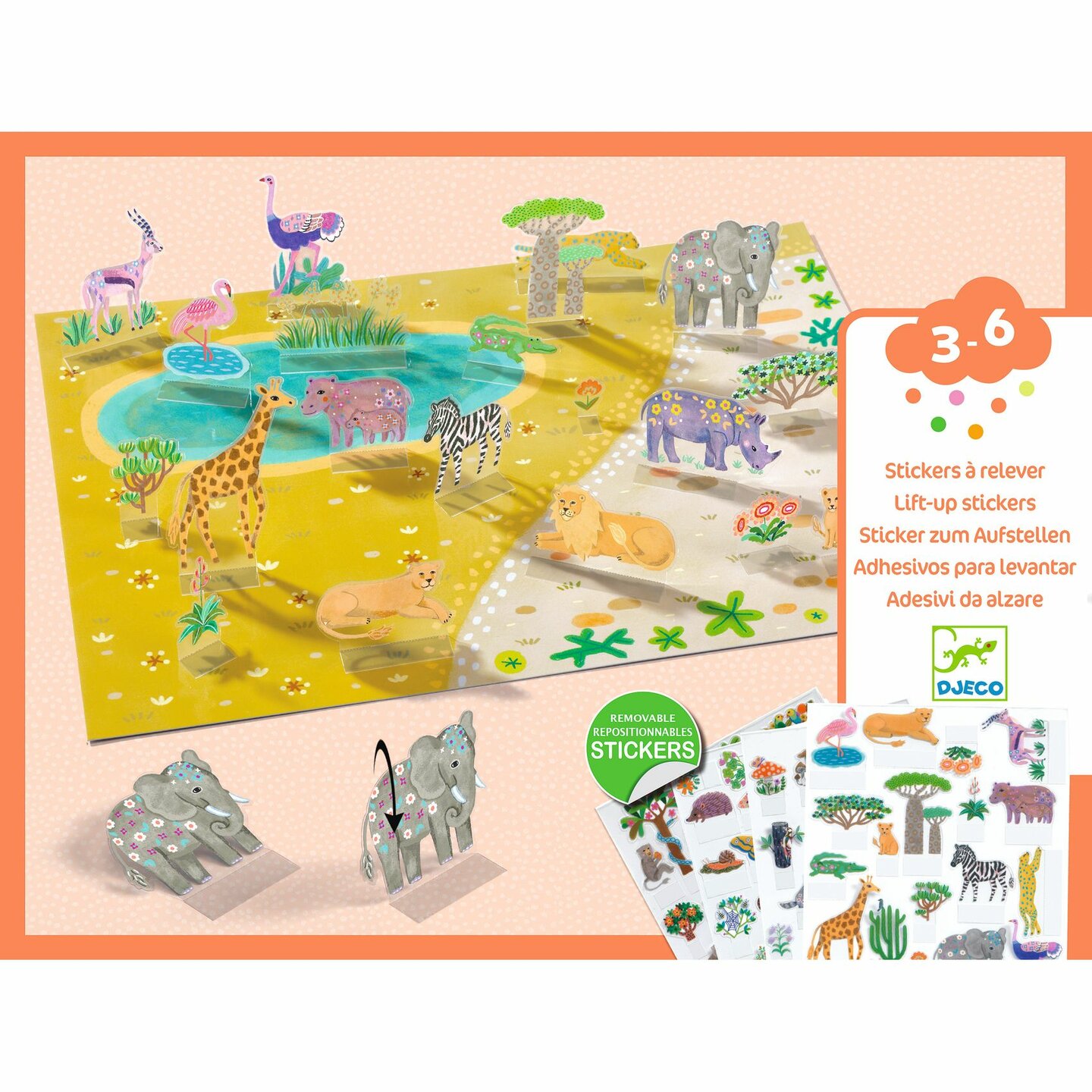 Djeco Lift up Stickers - Dieren 3-6 jaar | Speel je Wijs