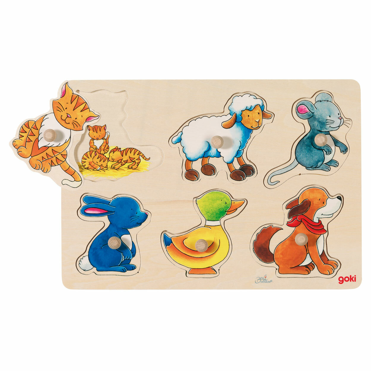 Goki Houten Noppenpuzzel moeder en kind | Speel je Wijs