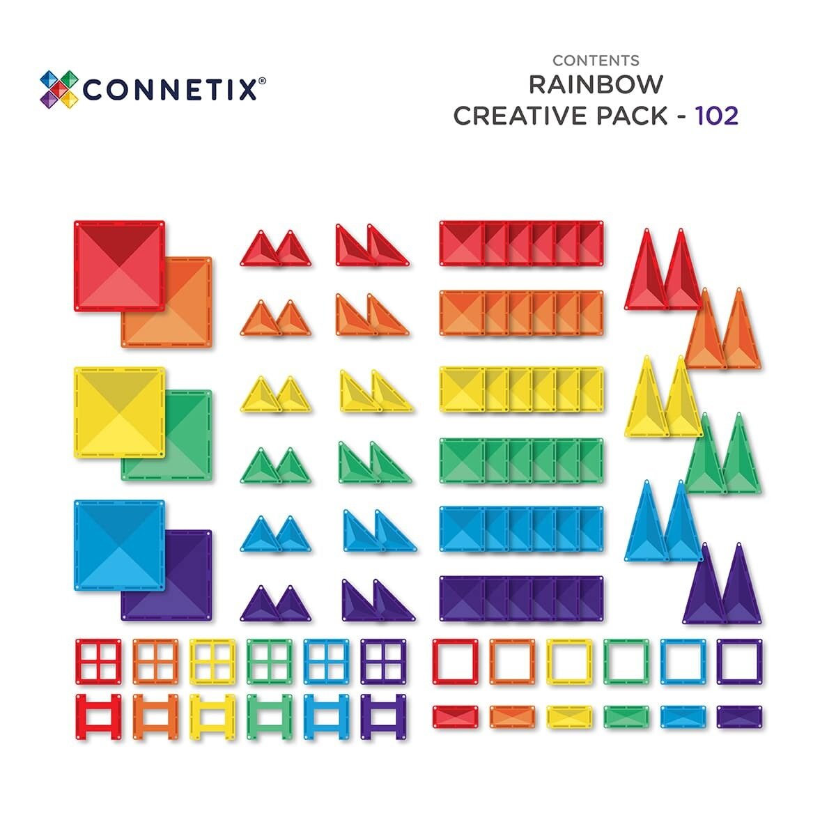 Connetix Rainbow Creative Pack - 102 pc Magnetisch Speelgoed | Speel je Wijs