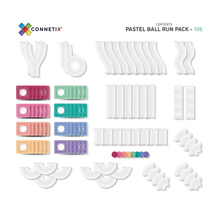 Connetix Pastel-Ball-Run-Pack-102-pc  &ndash; Knikkerbaan  | Speel je Wijs