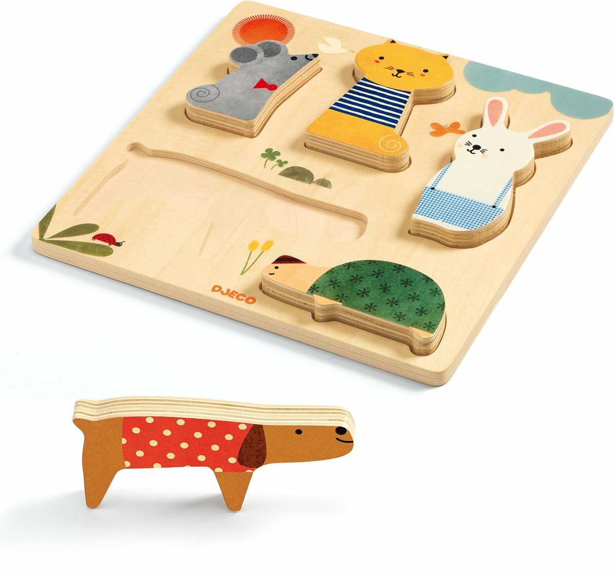 Djeco Reliëf Puzzel Woodypets | Speel je Wijs