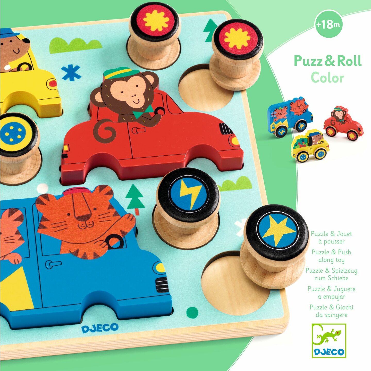 Djeco Houten Puzzel Puzz &amp; Roll Color - 9 stukjes | Speel je Wijs