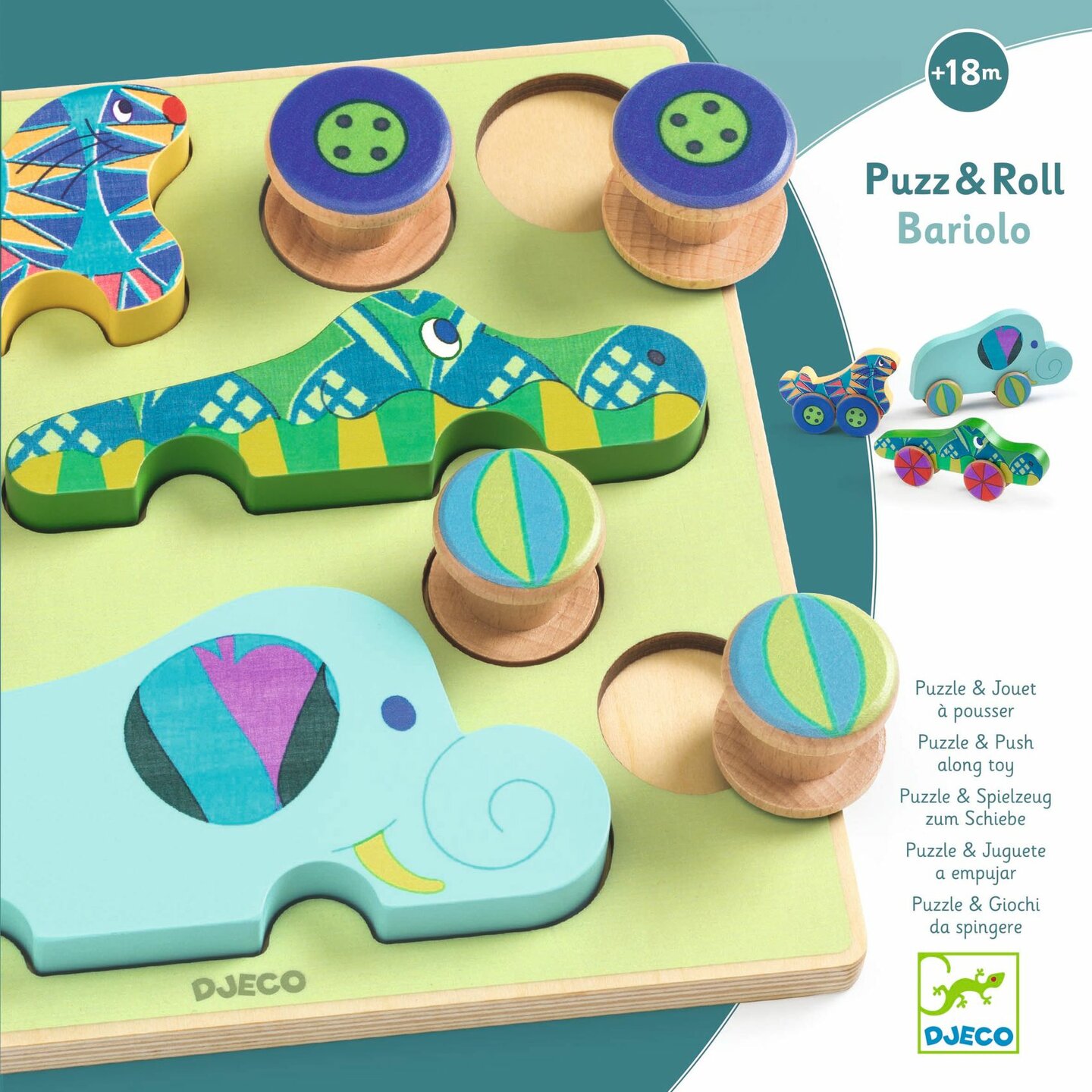 Djeco Houten Puzzel Puzz & Roll Bariolo | Speel je Wijs