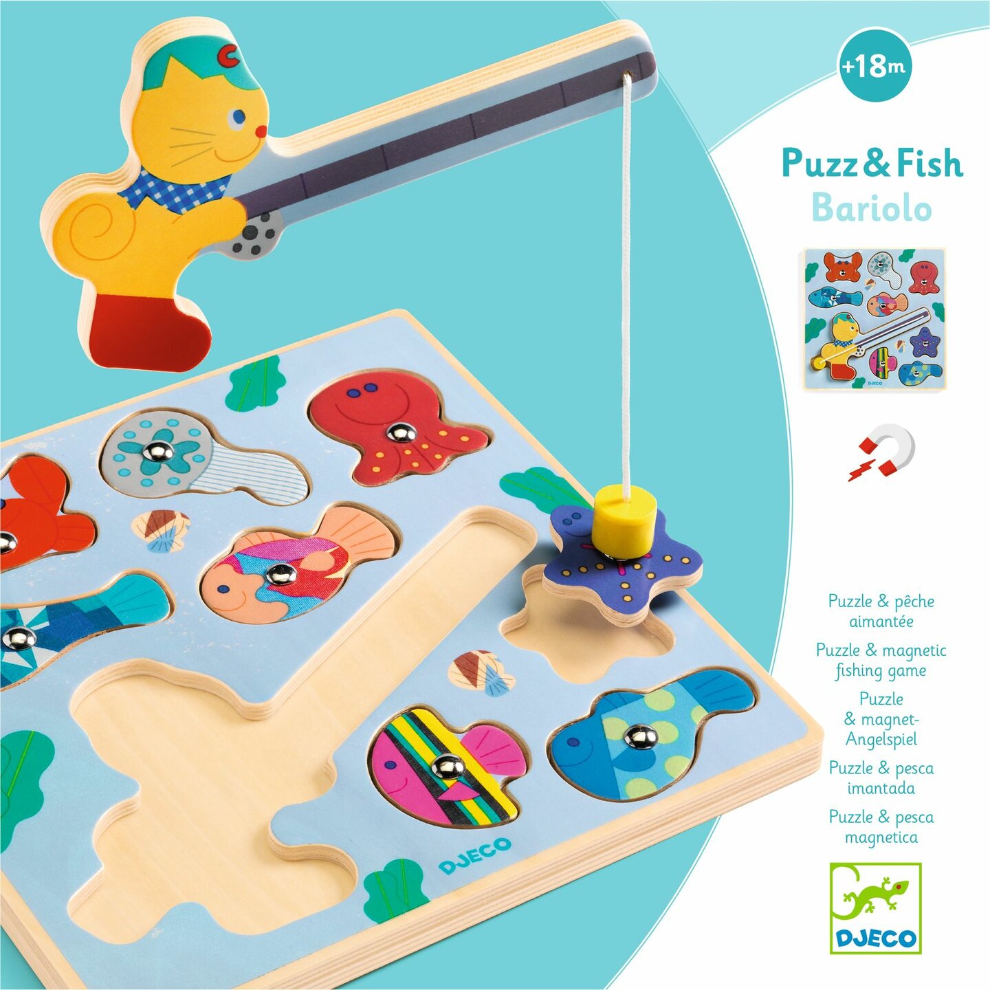 Djeco Houten Puzzel Puzz & Fish Bariolo | Speel je Wijs