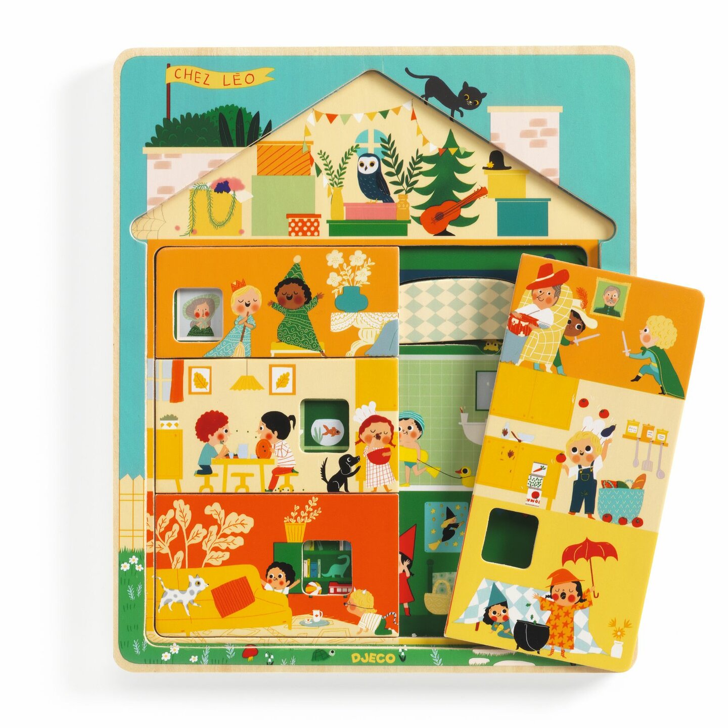 Djeco-Drie lagen puzzel - Chez Leo | Speel je Wijs