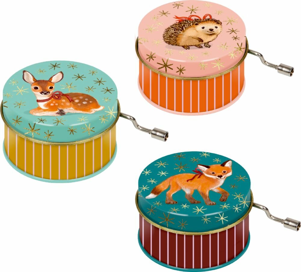 Spiegelburg - Klein metalen muziekdoosje - Winterdieren in het kerstbos| Speel je Wijs