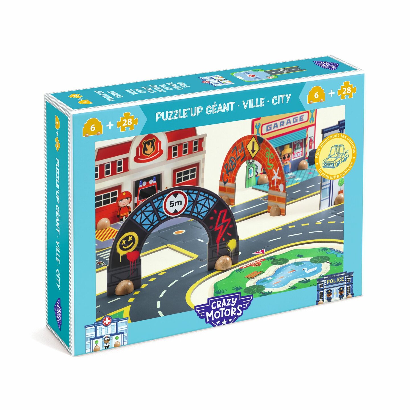 Djeco Puzzl&#039;Up &#039;City Giant&#039; vloerpuzzel - Crazy Motors| Speel je Wijs