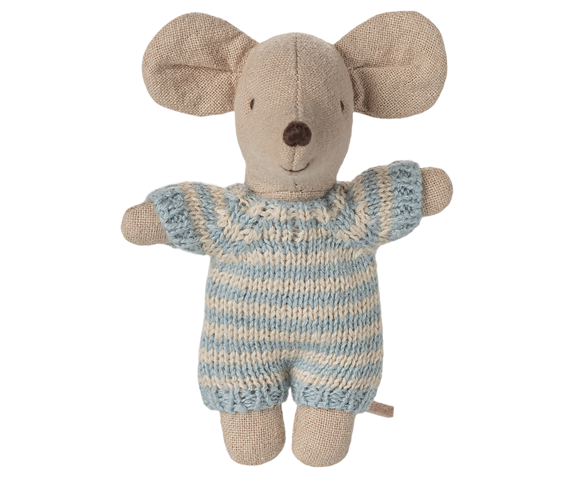 Maileg Baby Muis in Draagmand - Blauw | Speel je Wijs