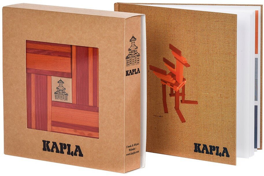 Kapla Set - 40 Plankjes Rood - Oranje &amp; Instructieboek | Speel je Wijs