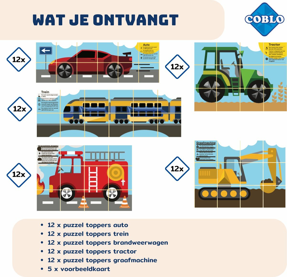Coblo Magneet Toppers Transport 60 stuks| Speel je Wijs
