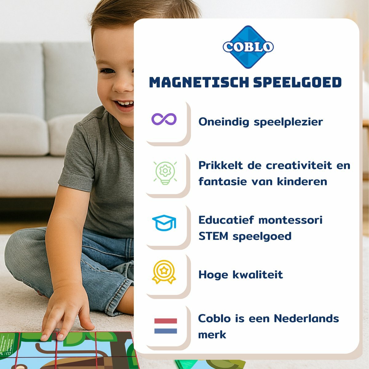 Coblo Magneet Toppers Dieren 60 stuks| Speel je Wijs