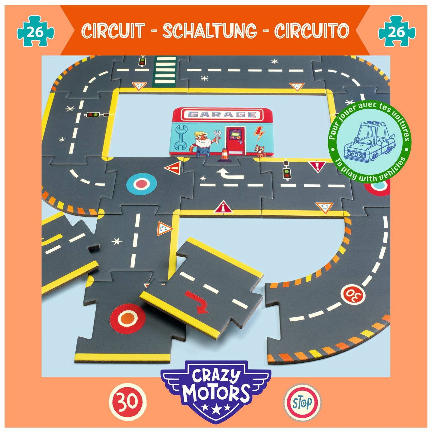 Djeco Puzzel Circuit &ndash; 26 stukjes | Bij Speel je Wijs