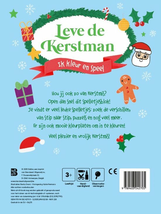 Ballon Ik kleur en Speel - Leve de Kerstman | Speel je Wijs