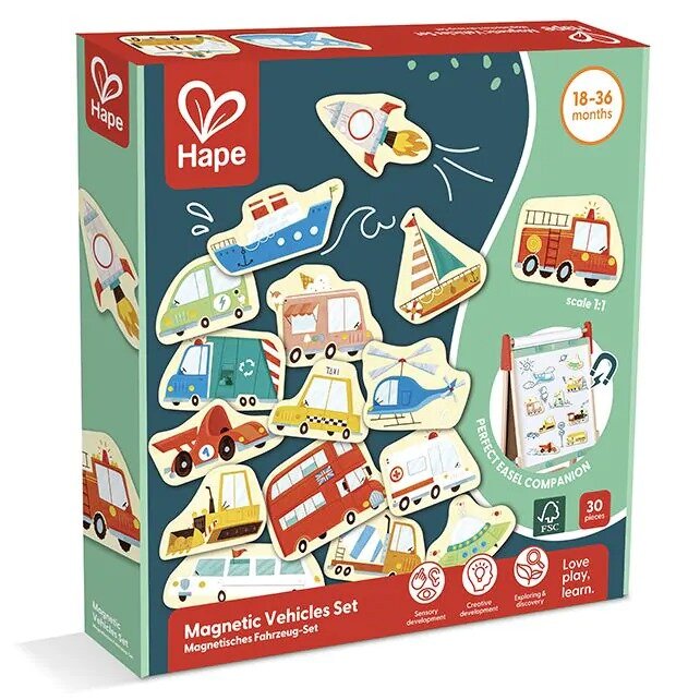Hape Houten Magnetische voertuigen (30st.) | Speel je Wijs