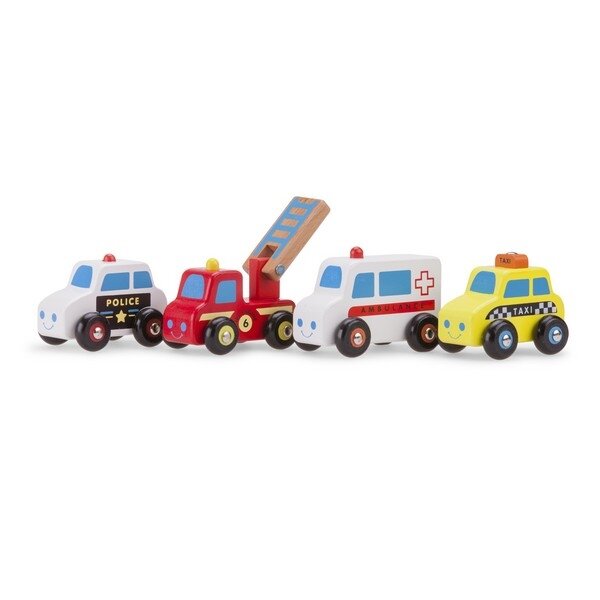 New Classic Toys Kleine houten Auto's - Set van 4 Hulpdiensten | Speel je Wijs