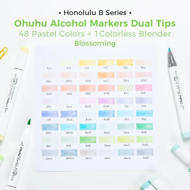Ohuhu Honolulu B Alcohol Art Markers - Brush &amp; Fine - 48 Blossoming | Speel je Wijs