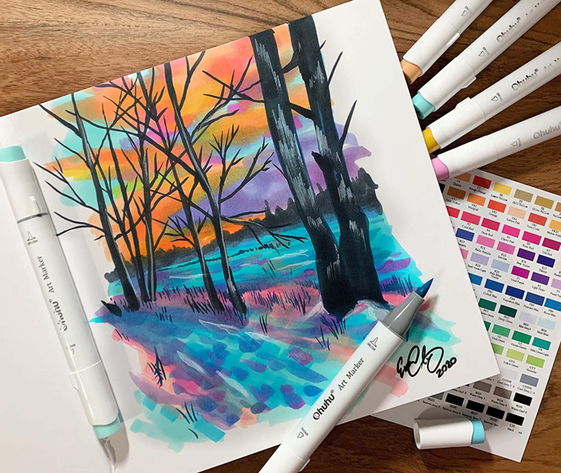 Ohuhu Alcohol marker Schetsboek 17,5 x 16,5 cm &ndash; 200 grams &ndash; 30 vellen | Speel je Wijs