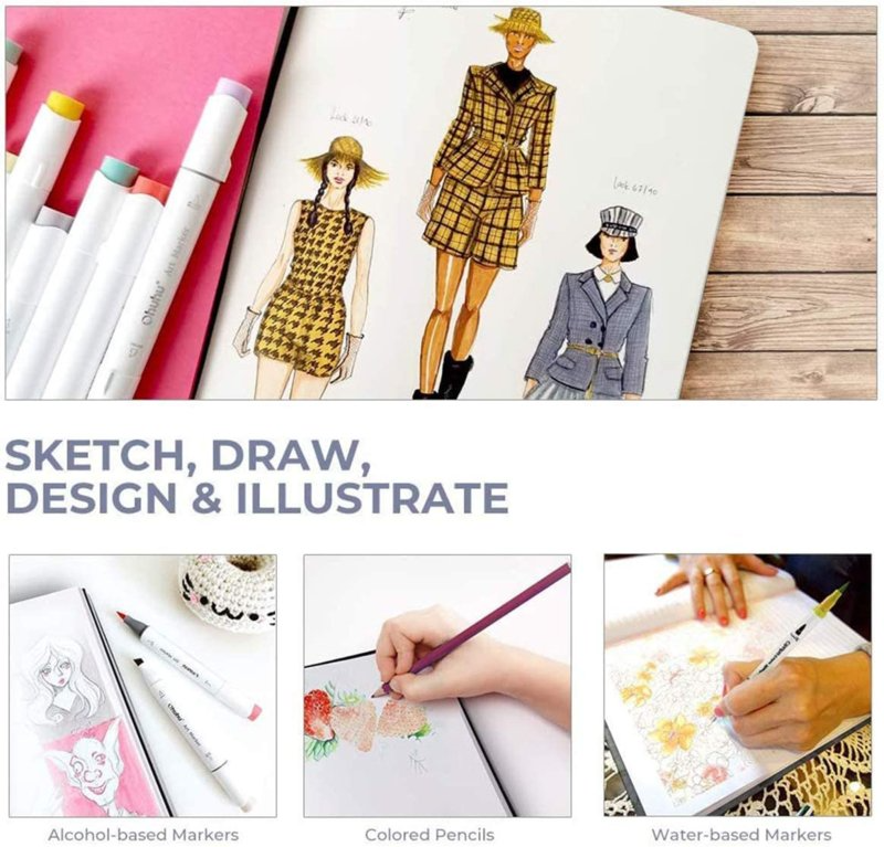 Ohuhu Alcohol marker Schetsboek A4 &ndash; 200 grams &ndash; 78 vellen | Speel je Wijs