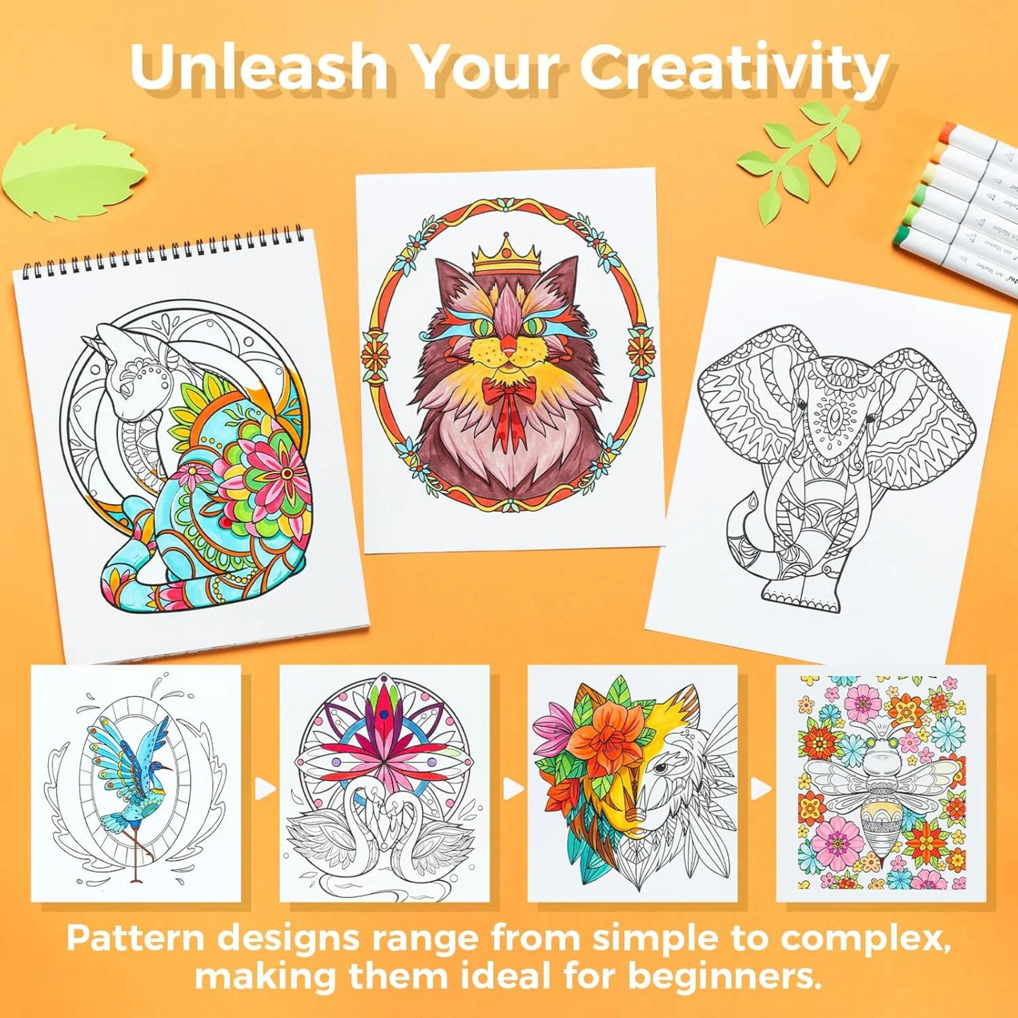 Ohuhu Kleurboek voor Alcoholmarkers - Mandala &amp; Animals | Speel je Wijs