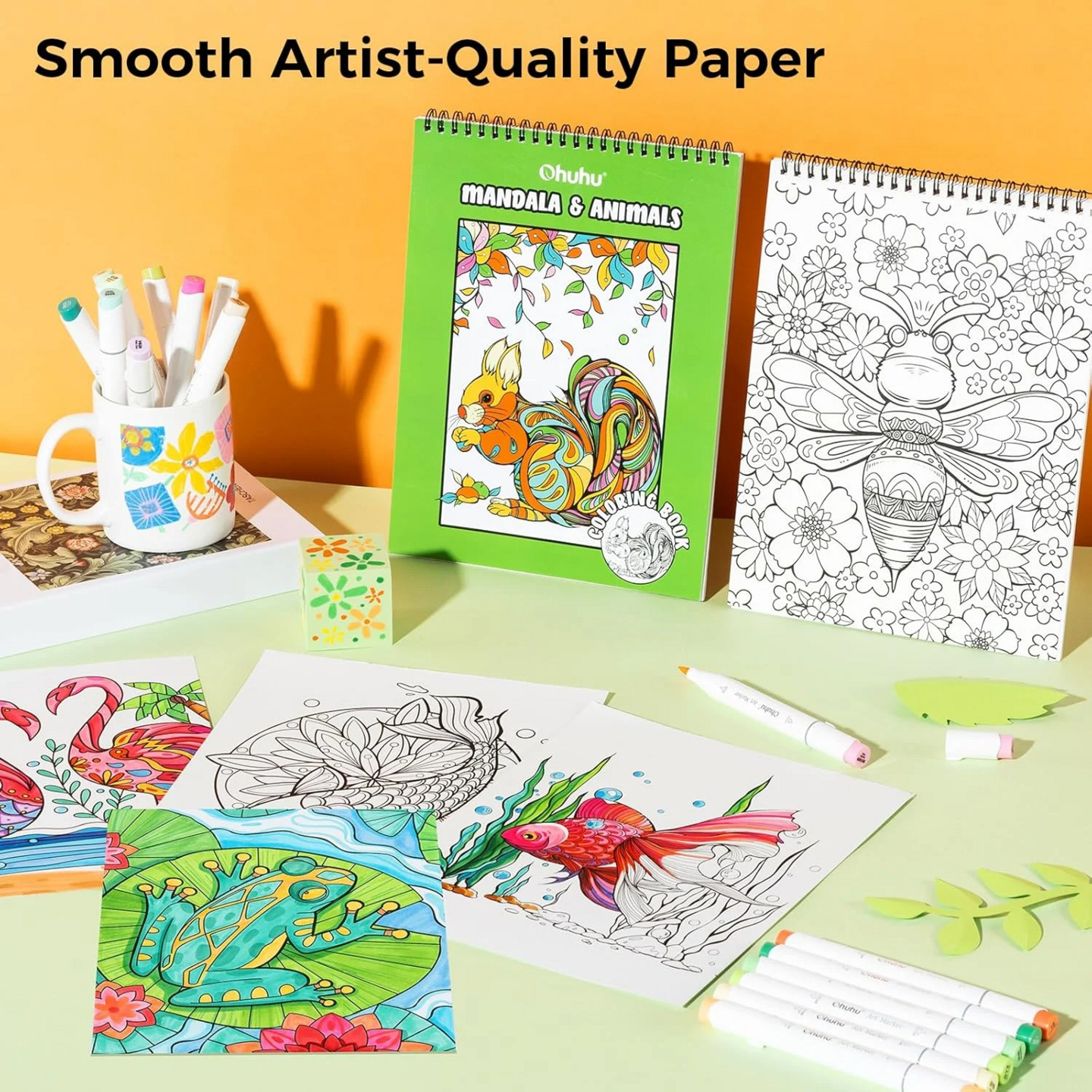 Ohuhu Kleurboek voor Alcoholmarkers - Mandala &amp; Animals | Speel je Wijs