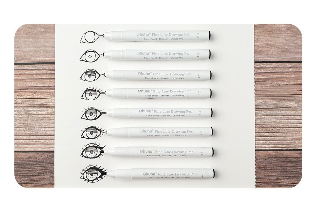 Ohuhu Fineliners - Zwart - Set van 8 | Speel je Wijs