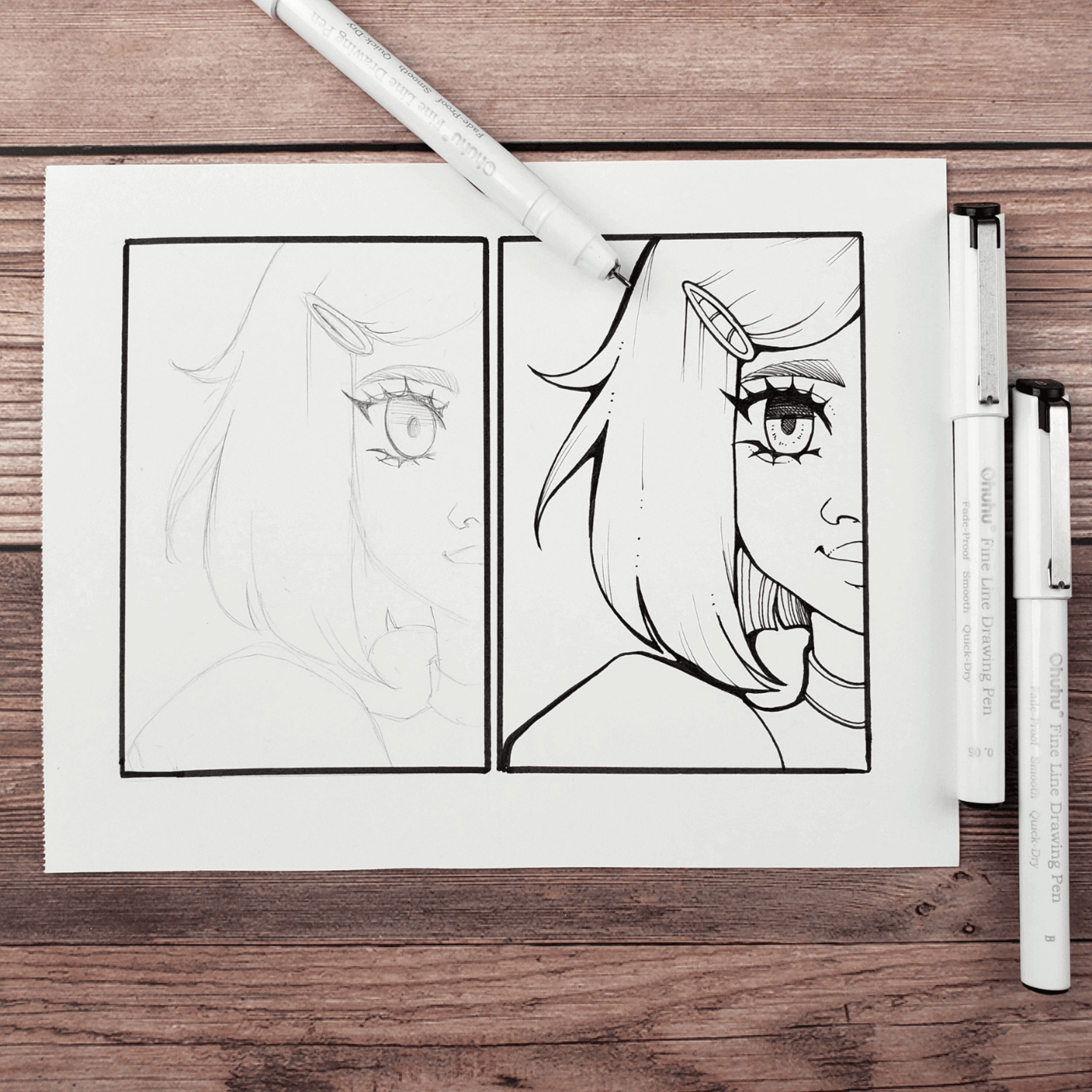 Ohuhu Fineliners - Zwart - Set van 8 | Speel je Wijs