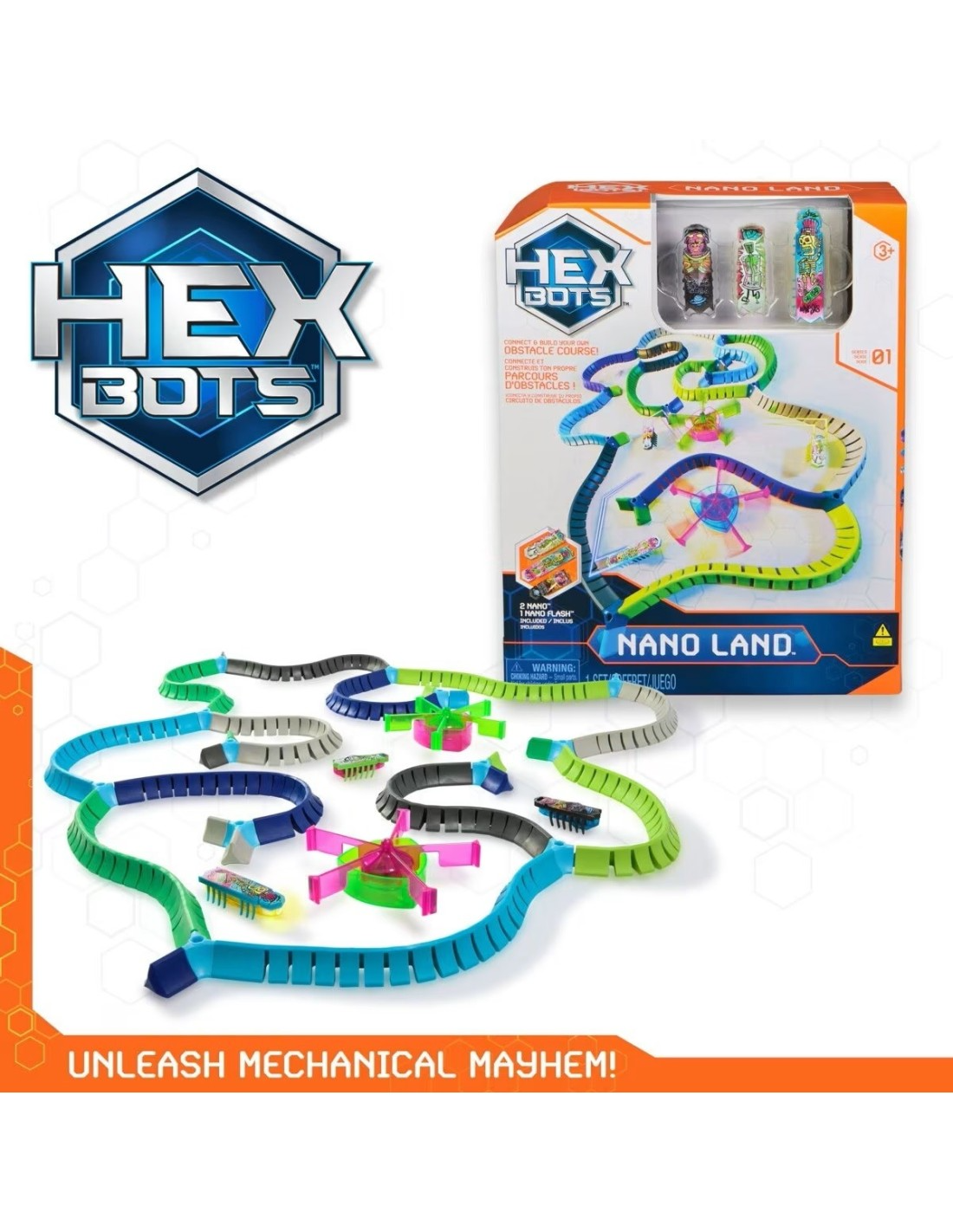 Hex Bots&trade; NanoLand Set - 3 Nano Bots - LED-verlichting | Speel je Wijs