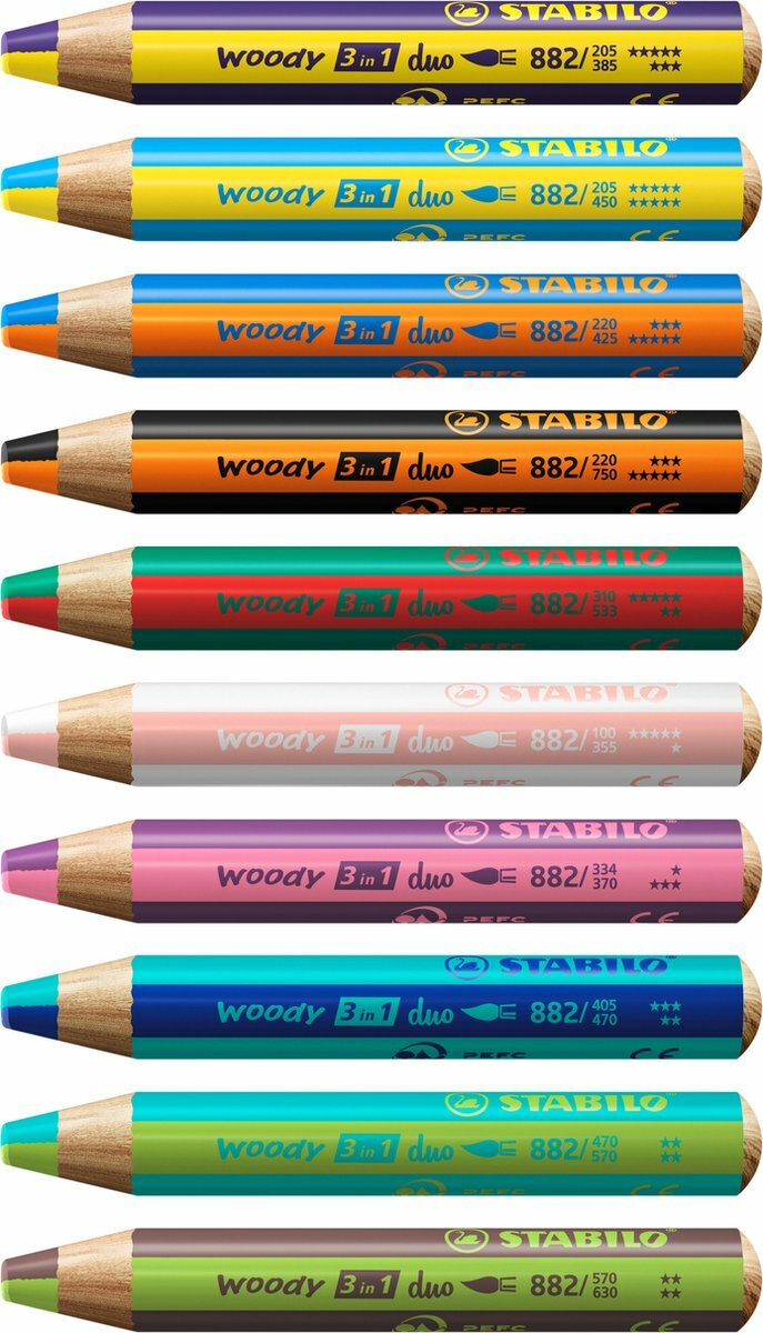 STABILO woody 3 in 1 - Multitalent potlood - Set 10 + Puntenslijper | Speel je Wijs