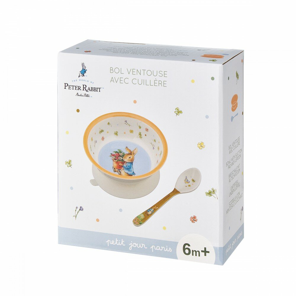 Petit Jour - Peter Rabbit - Schaaltje met zuignap en Lepeltje 160ml | Speel je Wijs