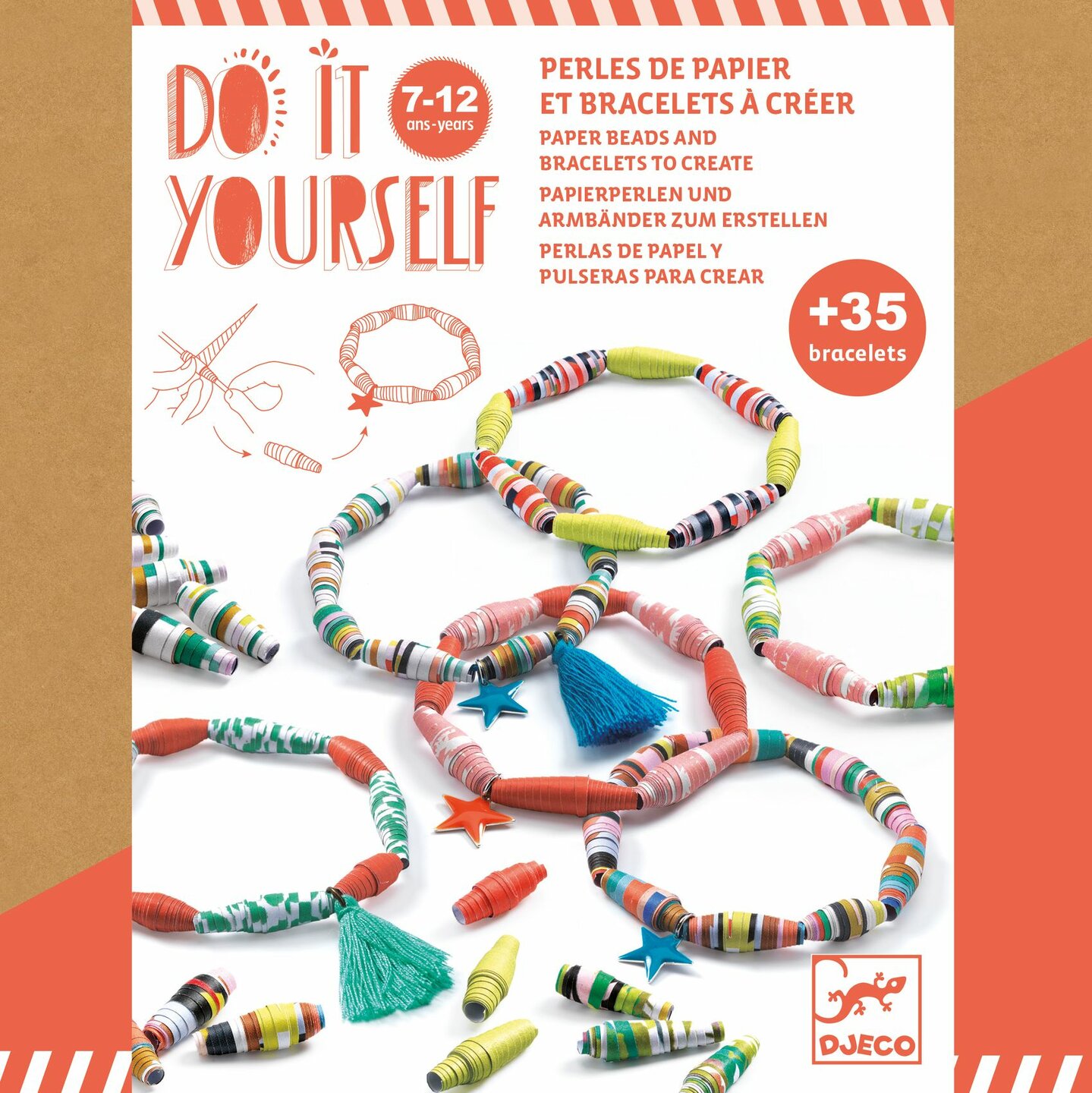 Djeco DIY - Knutselset armbandjes maken met papieren kralen