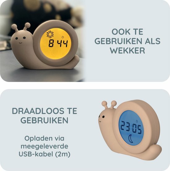Alecto Slaaptrainer / Wekker -Slak Simon Taupe | Speel je Wijs