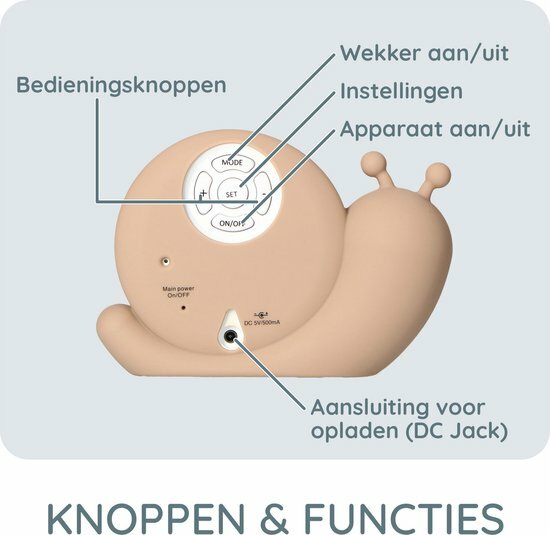 Alecto Slaaptrainer / Wekker -Slak Simon Taupe | Speel je Wijs