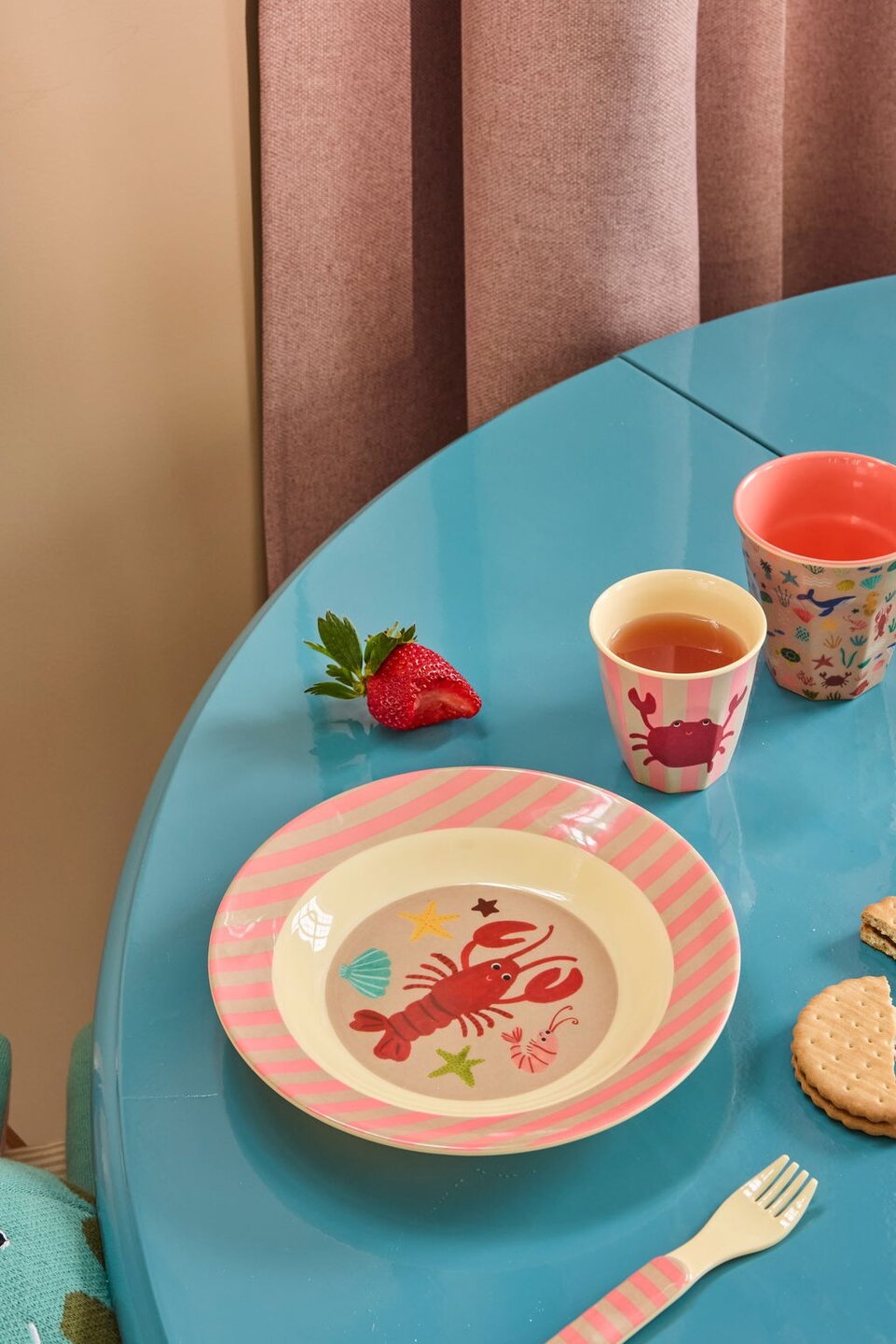 RICE Melamine Kinderkom met Koraal- en Oceaanprint - Medium - 250 ml | Speel je Wijs