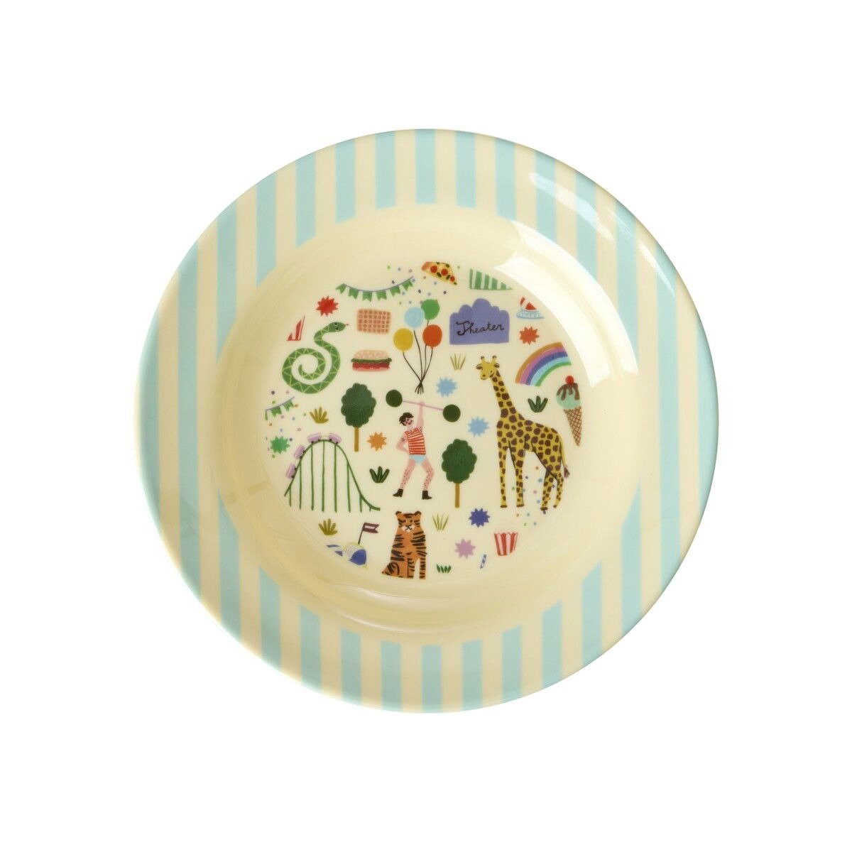 RICE Melamine Kinderkom met mintgroene kermisprint - Medium - 250 ml| Speel je Wijs