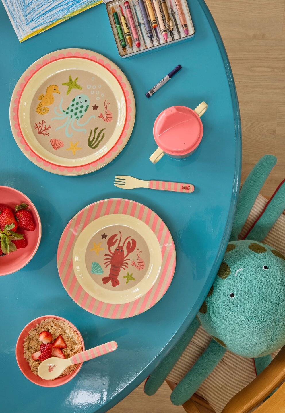 RICE Melamine Kinderlunchbord Koraal oceaanprint| Speel je Wijs