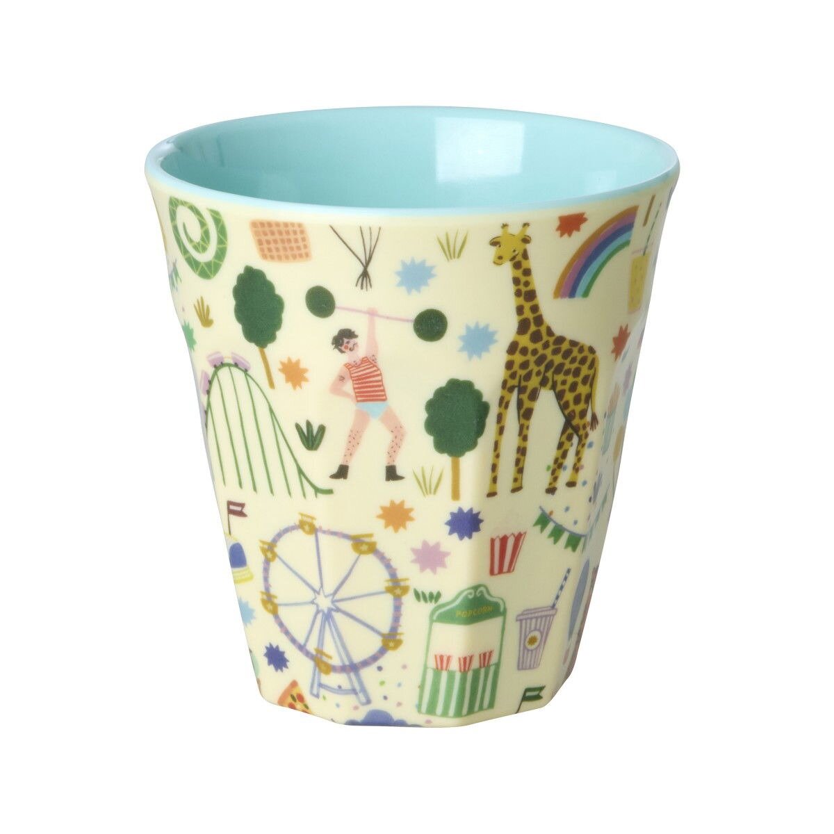 RICE Melamine Beker met Mintkleurige Kermisprint - Medium 250 ml | Speel je Wijs
