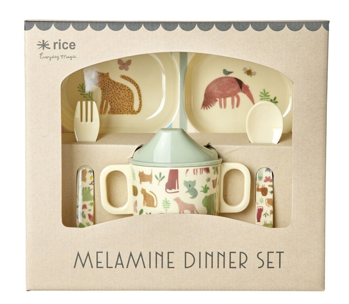 RICE Melamine Babydinerset in geschenkverpakking - Jungleprint | Speel je Wijs