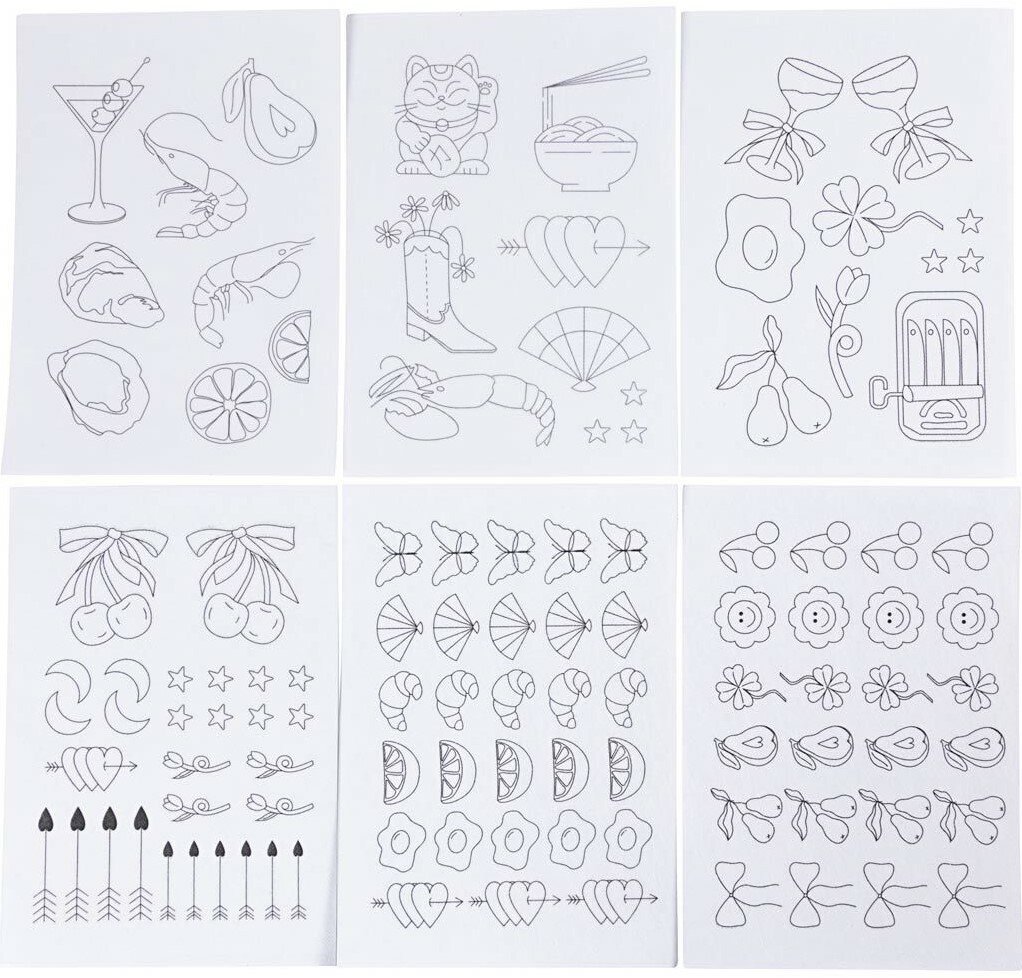 CC Hobby Wateroplosbare Borduurvellen - Decoratieve Dessins A5 - 6 vel | Speel je Wijs