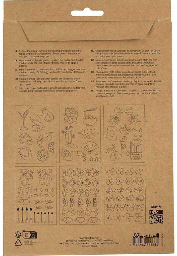 CC Hobby Wateroplosbare Borduurvellen - Decoratieve Dessins A5 - 6 vel | Speel je Wijs