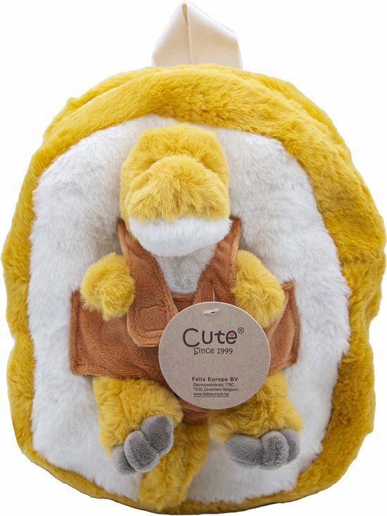 Cute by Felix&nbsp;Knuffel Rugzak met Knuffeltje&nbsp;- Dino Geel| Speel je Wijs