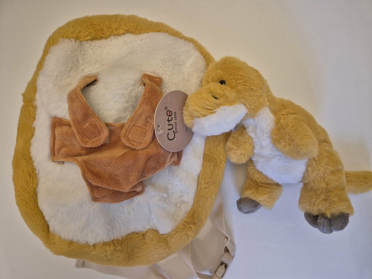 Cute by Felix&nbsp;Knuffel Rugzak met Knuffeltje&nbsp;- Dino Geel| Speel je Wijs