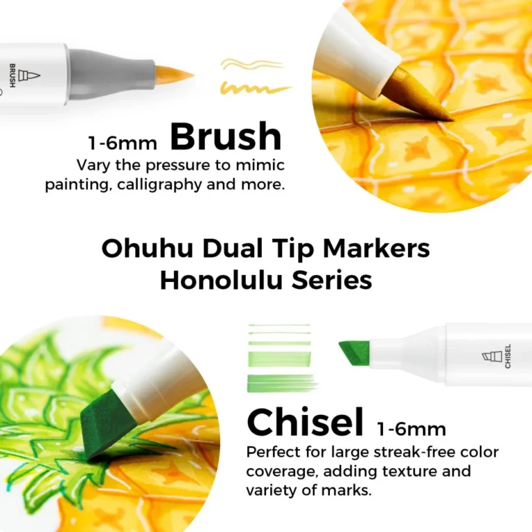Ohuhu Honolulu Alcohol Art Markers - Brush &amp; Chisel - 24 kleuren | Speel je Wijs