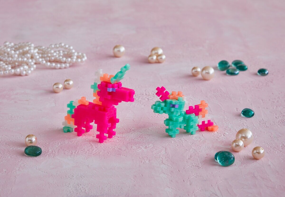 Plus Plus Pearl Unicorns  100 stuks - Tube | Speel je Wijs