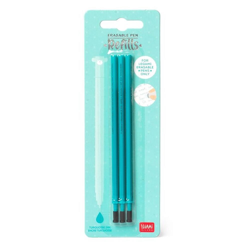 Legami Refills/ Navulling Uitwisbare/ Erasable Gelpen - Turquoise | Speel je Wijs